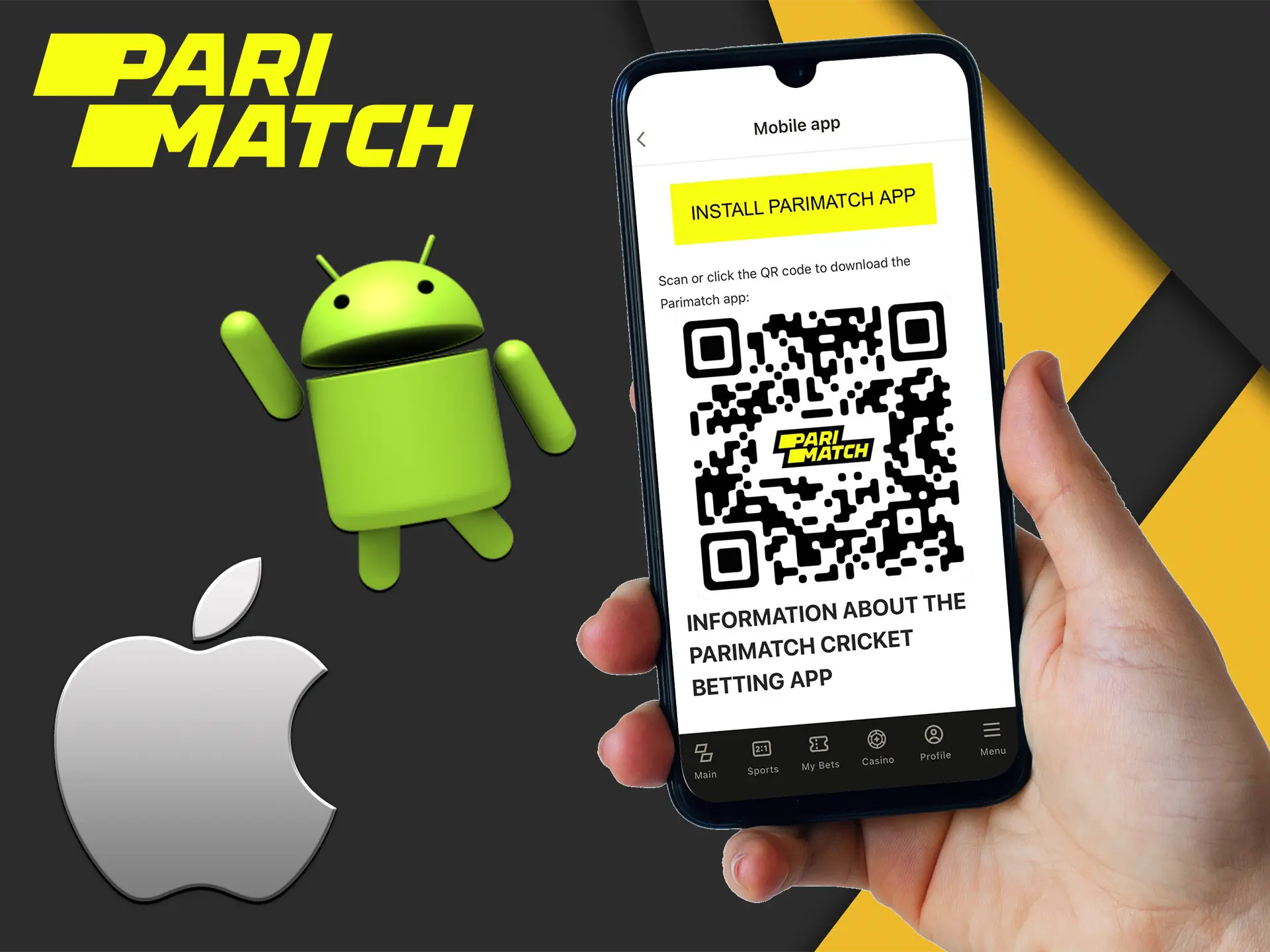 Download the Parimatch app to be able to make predictions from anywhere in the world.