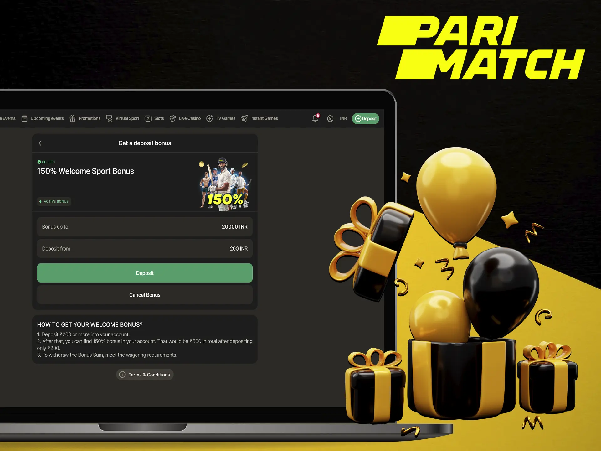 Don't forget about the welcome bonus from Parimatch, which will significantly increase your bet.