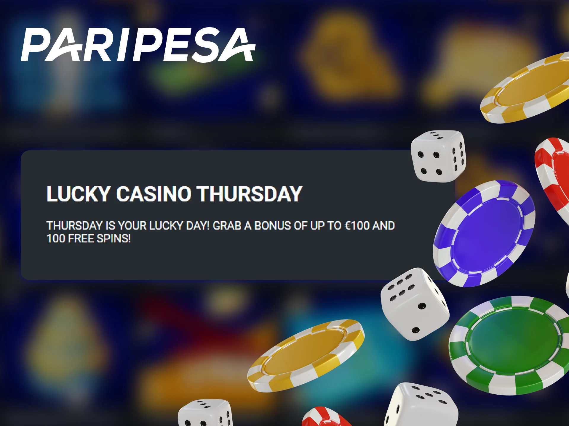 Make a deposit on Thursday at Paripesa and receive a nice Lucky Casino bonus.