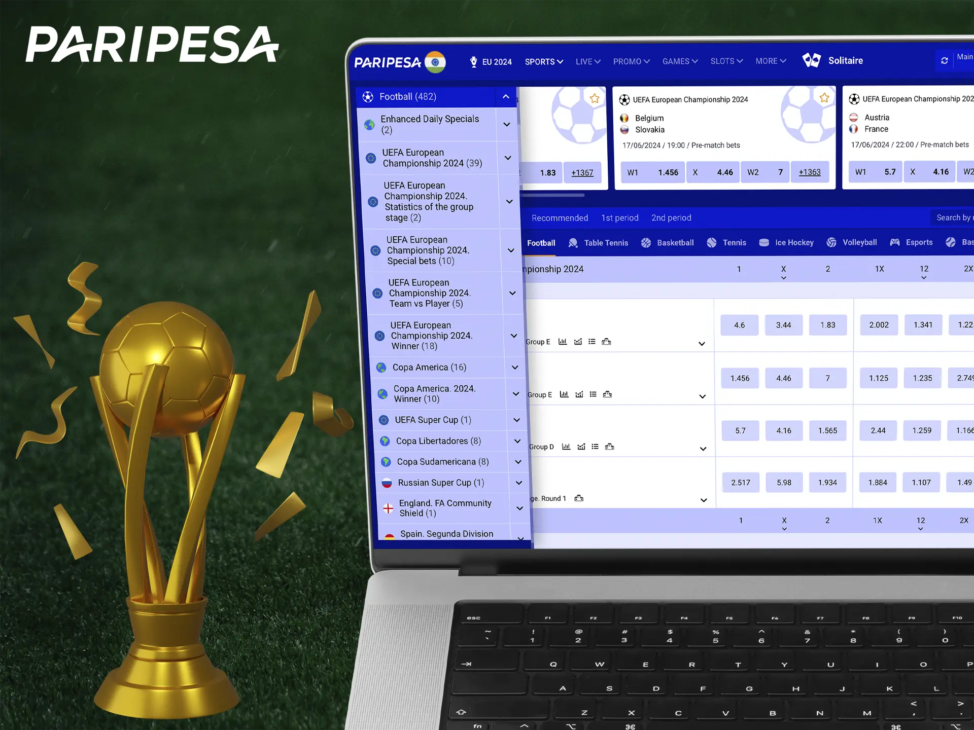 The most high-profile tournaments and football events are available for your predictions at Paripesa bookmaker.