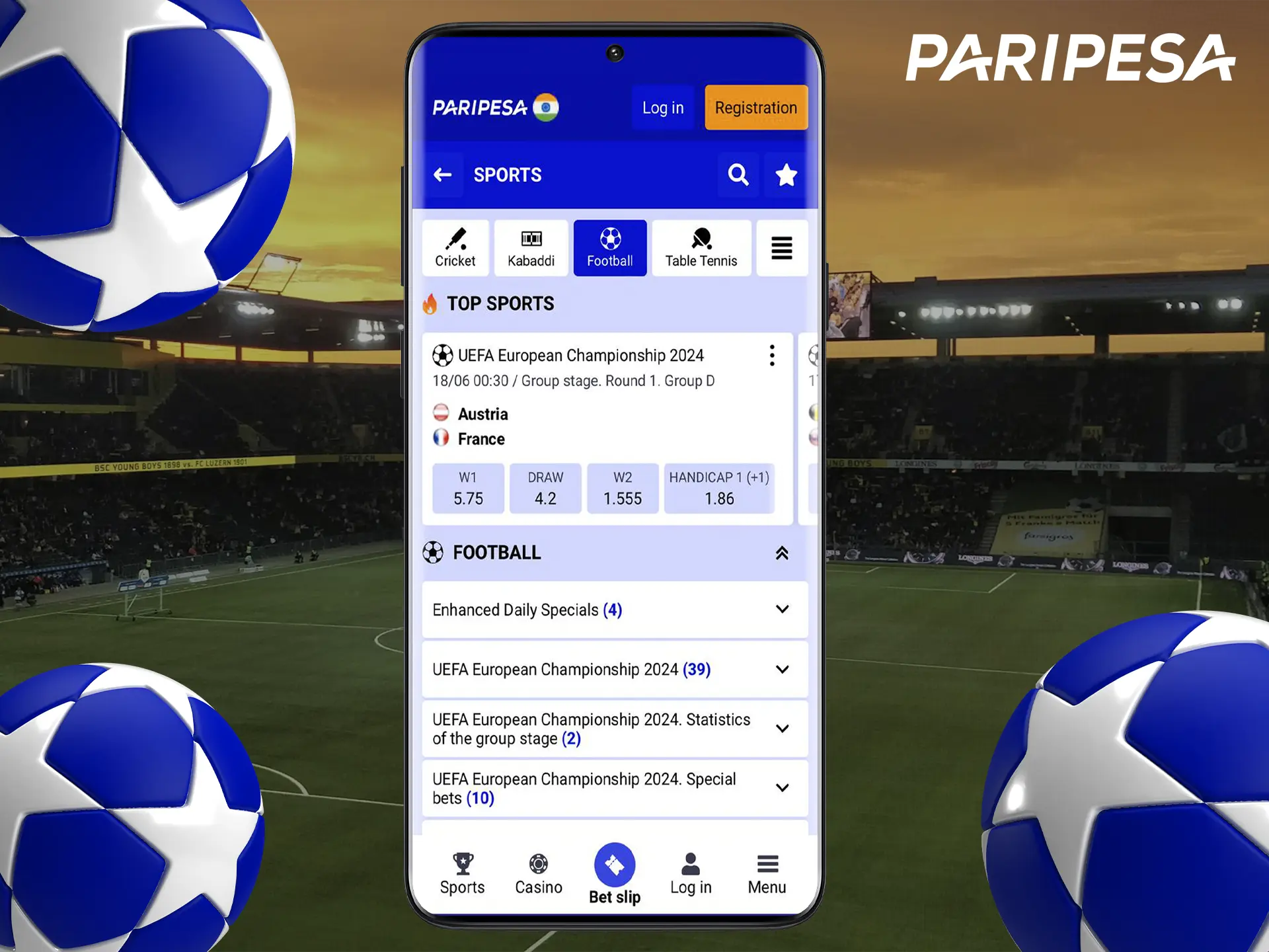 Use the Paripesa app with which you will always be able to place an accurate bet on a football match.