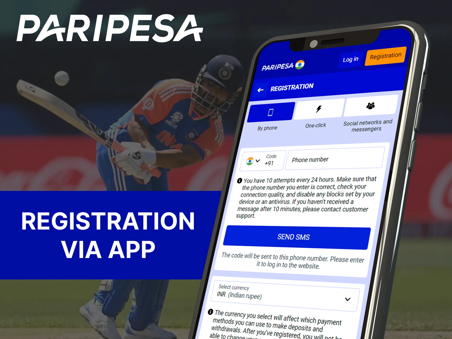 If you have downloaded the Paripesa mobile app, you can register there.