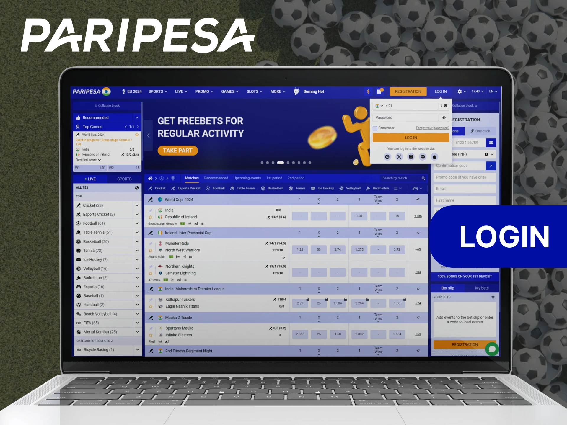 Log in to your existing Paripesa account.