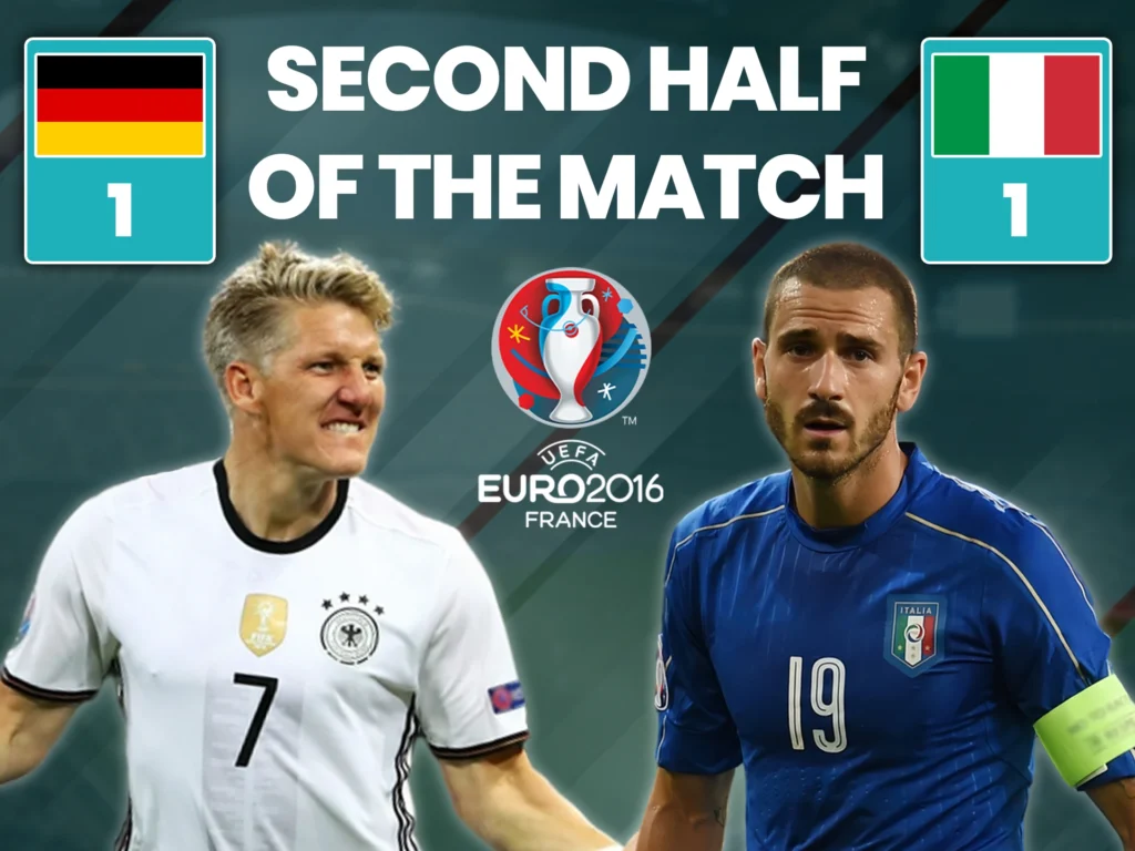 The second half of the match between Italy and Germany ended in a draw.