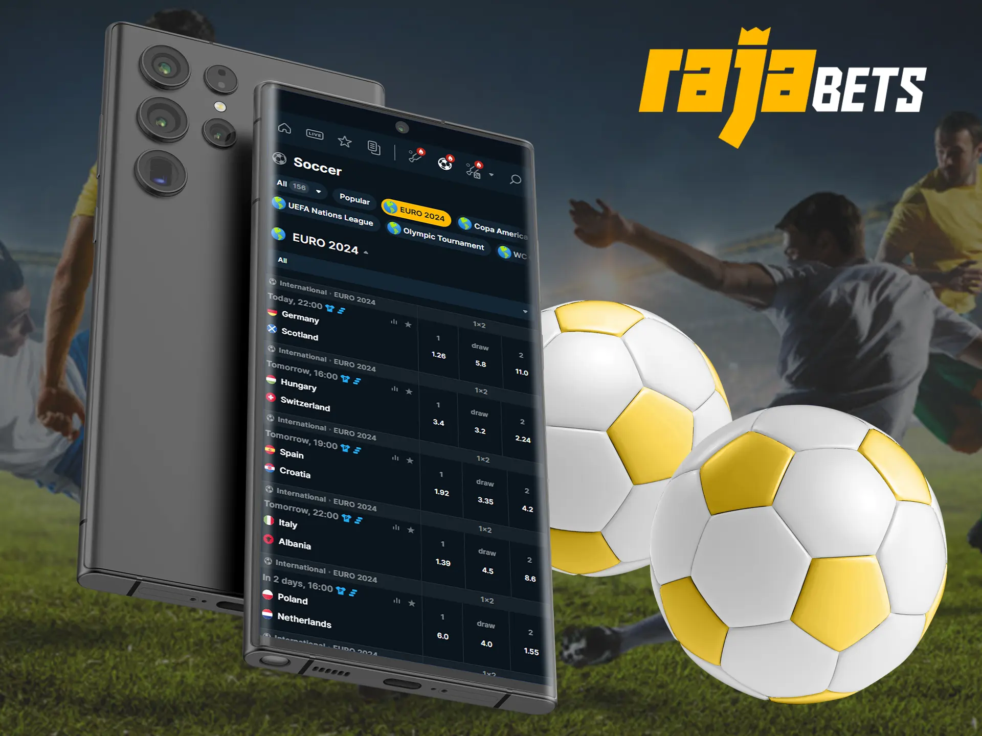 By downloading the Rajabets app on your phone you can bet on football even more conveniently.