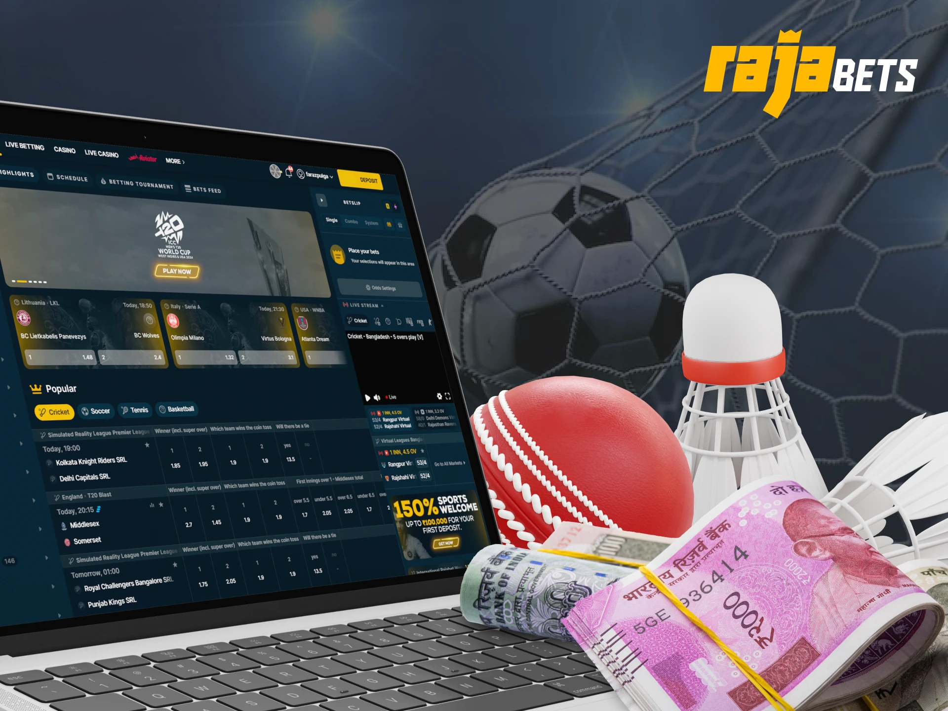 At Rajabets you can find many different sports disciplines to bet on.
