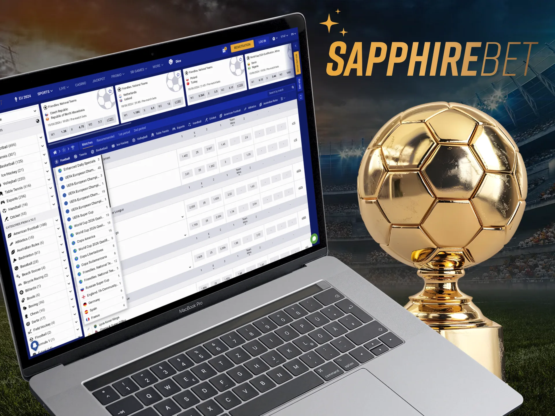 Check out the list of football tournaments available at SapphireBet.