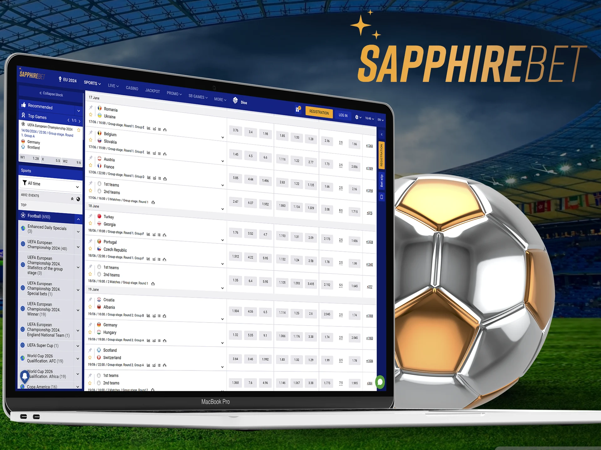 Sapphirebet is a great platform for football betting enthusiasts.