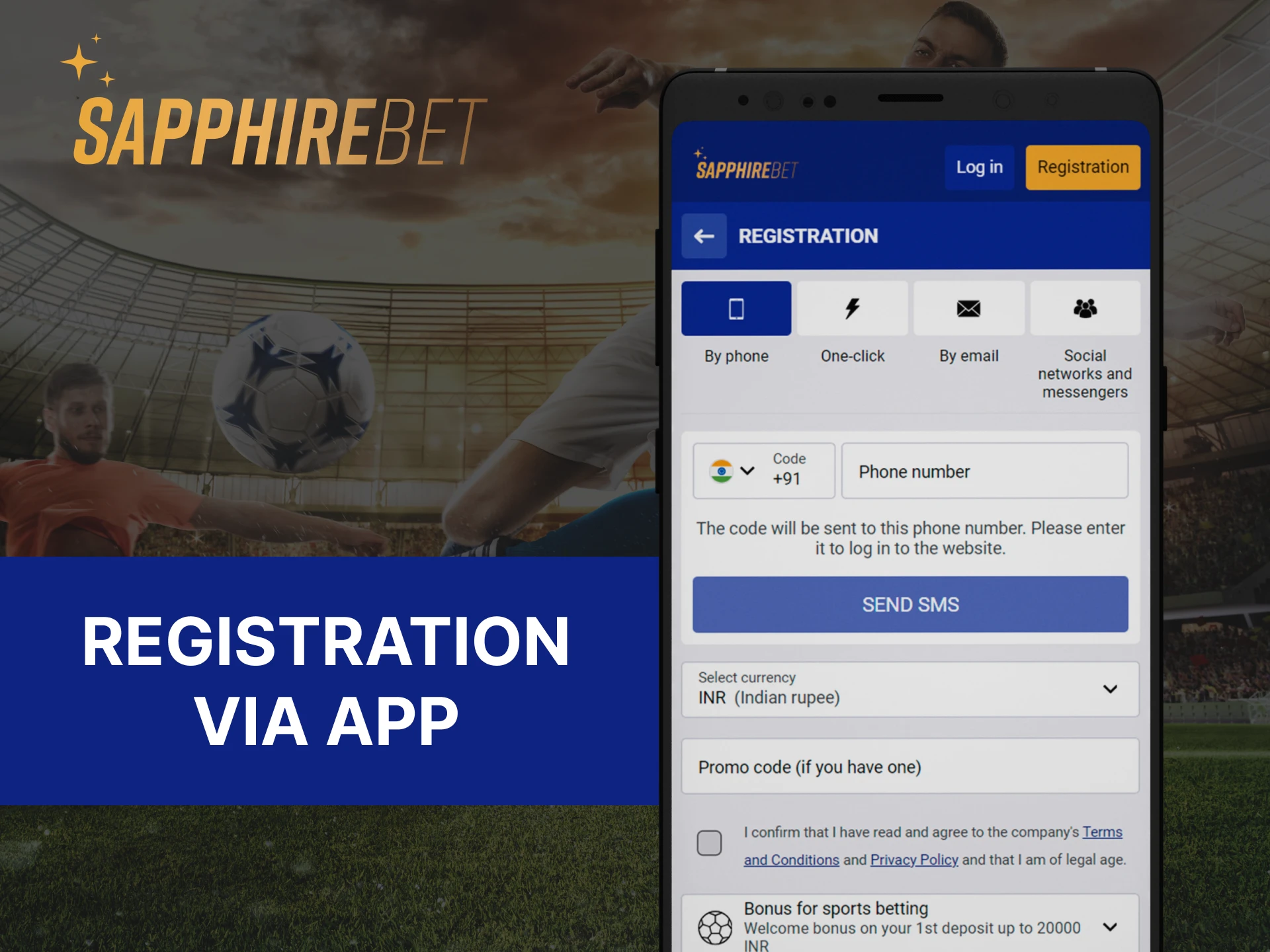 Create an account on the Sapphirebet mobile app.