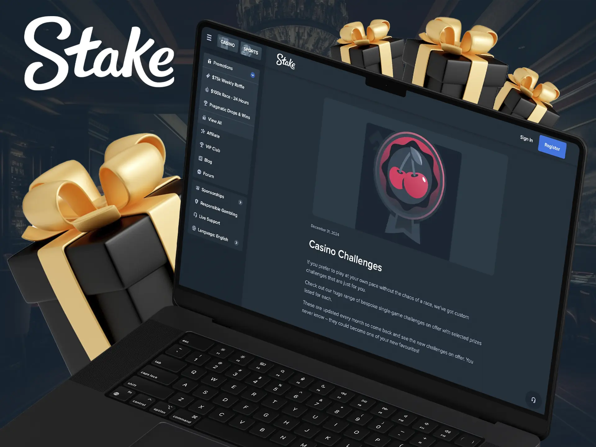 Enjoy playing at Stake Casino and along the way complete game tasks to get unprecedented bonuses.