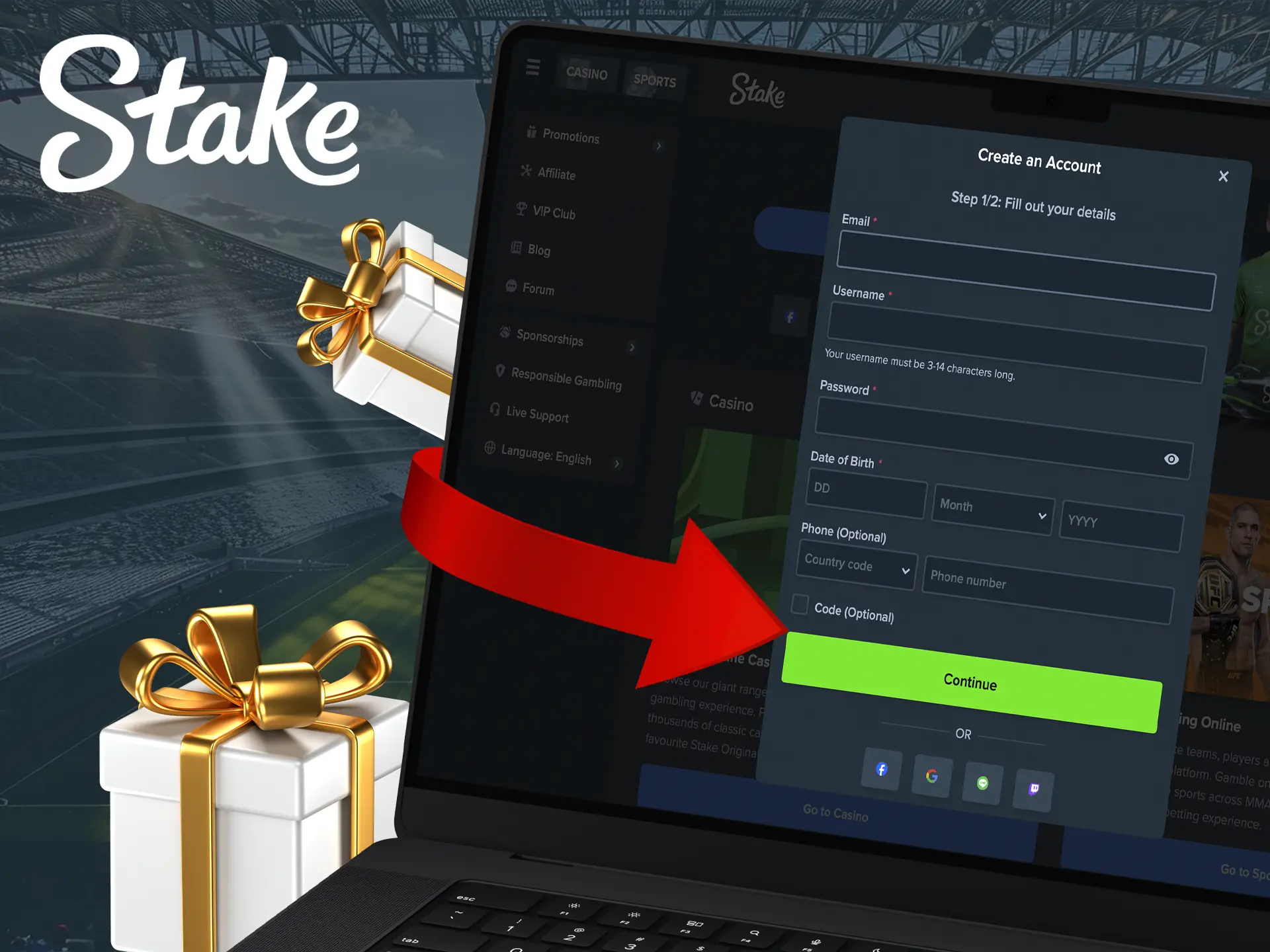 Immediately after registration, all bonus programmes from Stake Casino will be available to you.