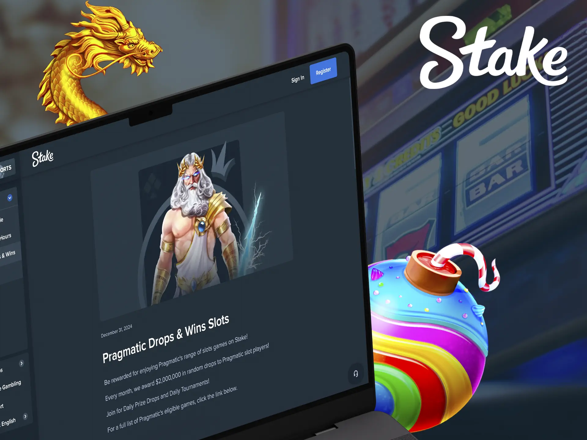 Playing the best slots from Pragmatic Play at Stake Casino every day can earn you big rewards.