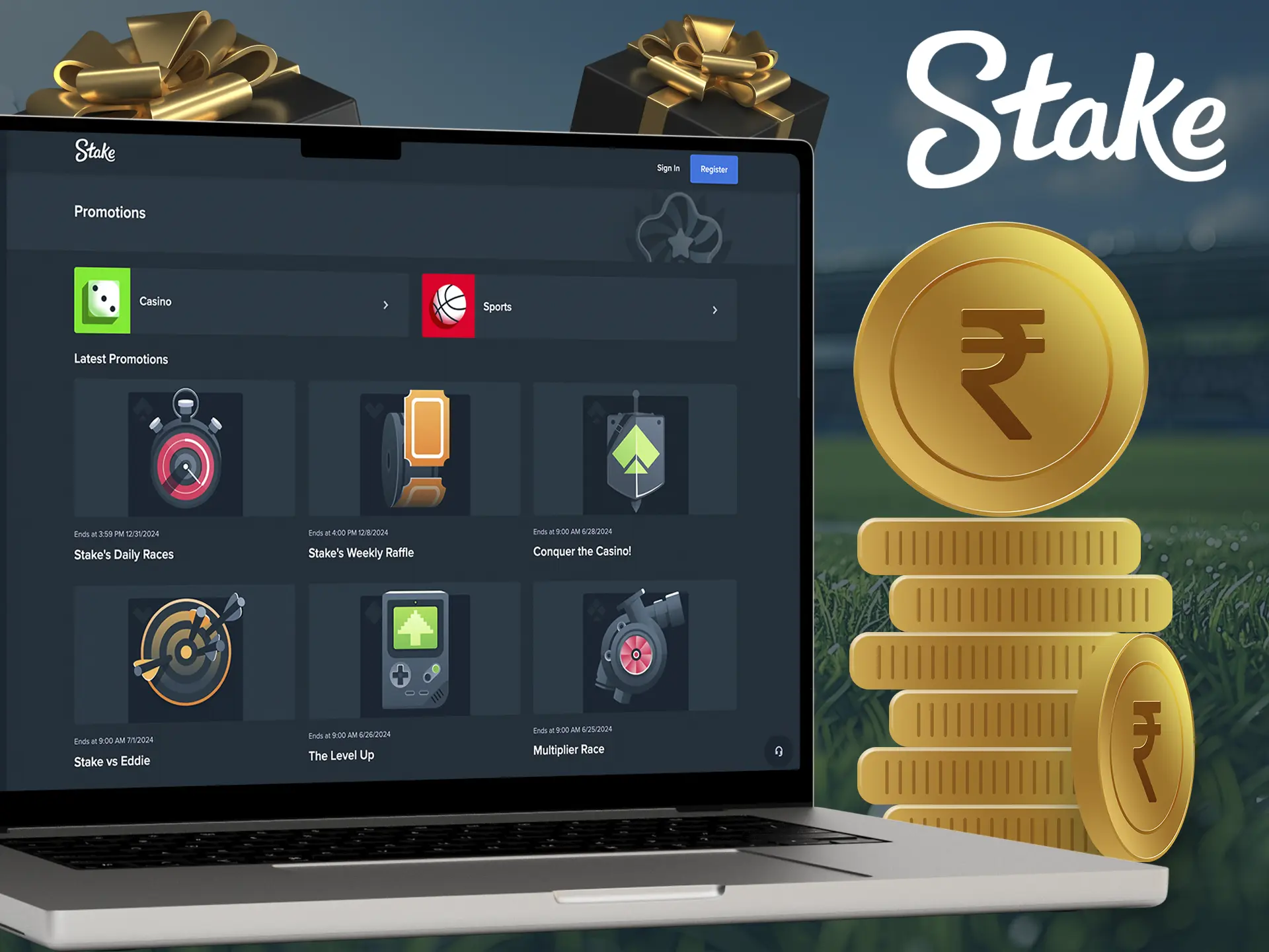 Don't forget about bonuses from Stake, which will be available to you immediately after registration and the first deposit.