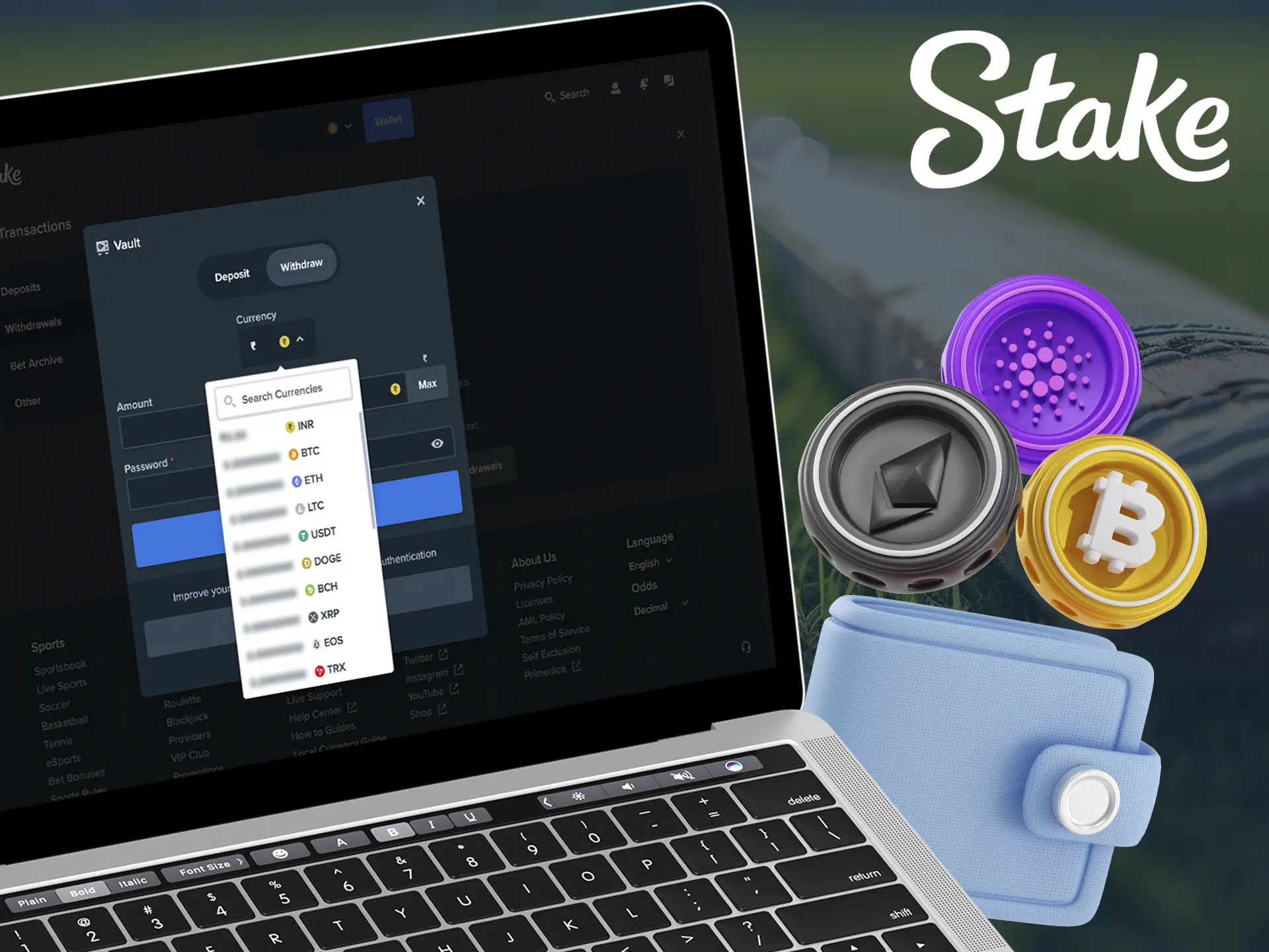 At Stake Casino, you will always be able to find a withdrawal method that suits you.