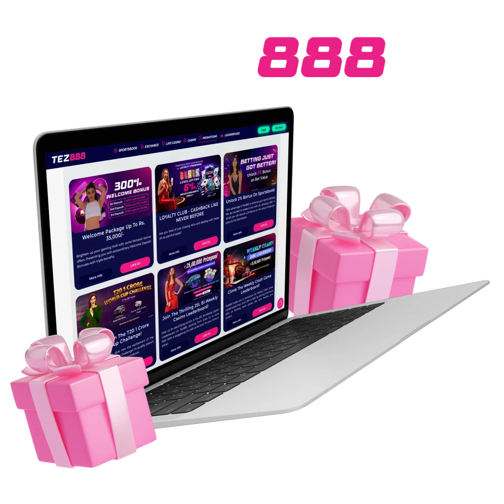 Tez888 has many different bonuses for sports and casinos.