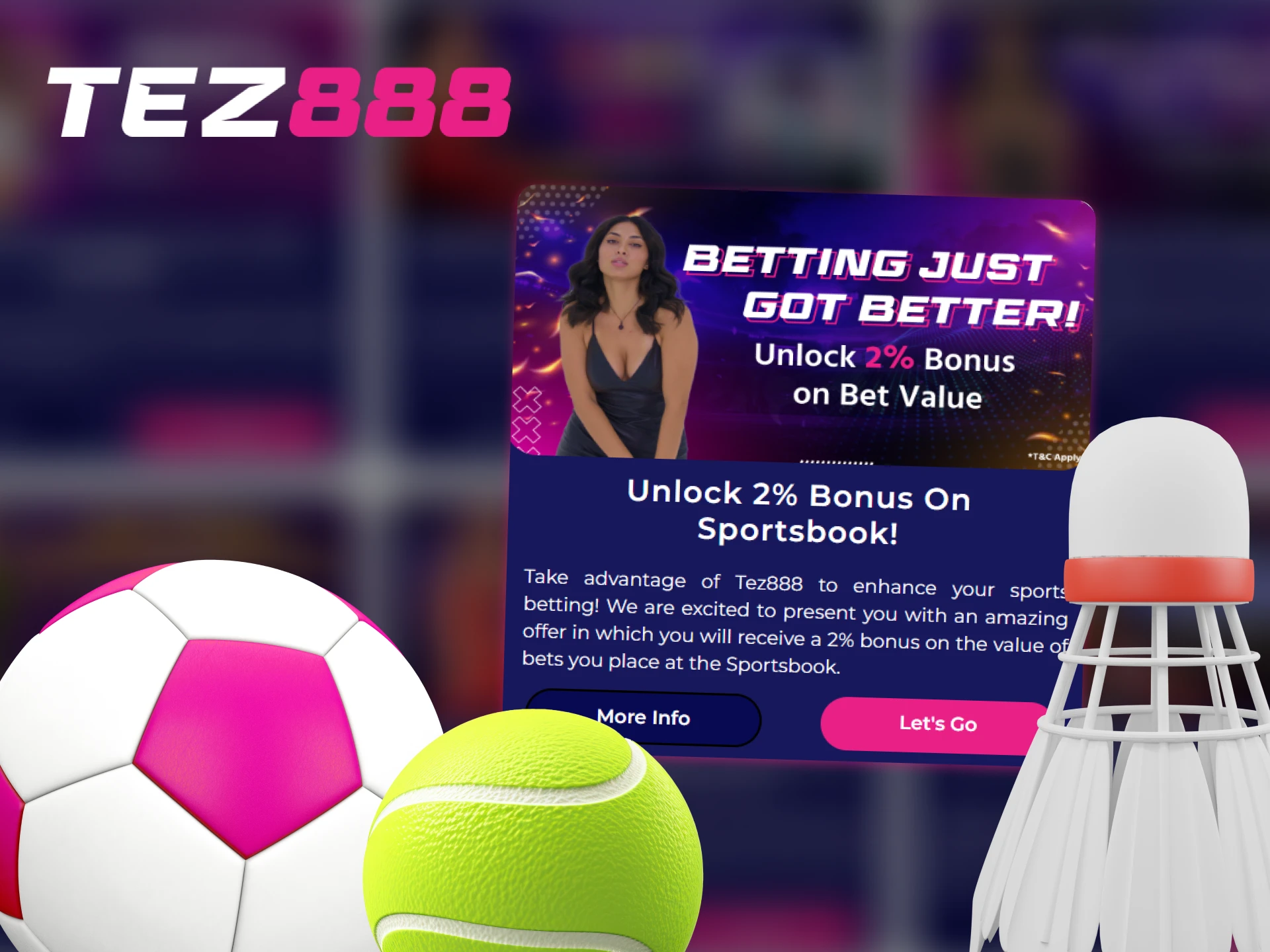 Get a 2% bonus on sports betting at Tez888.