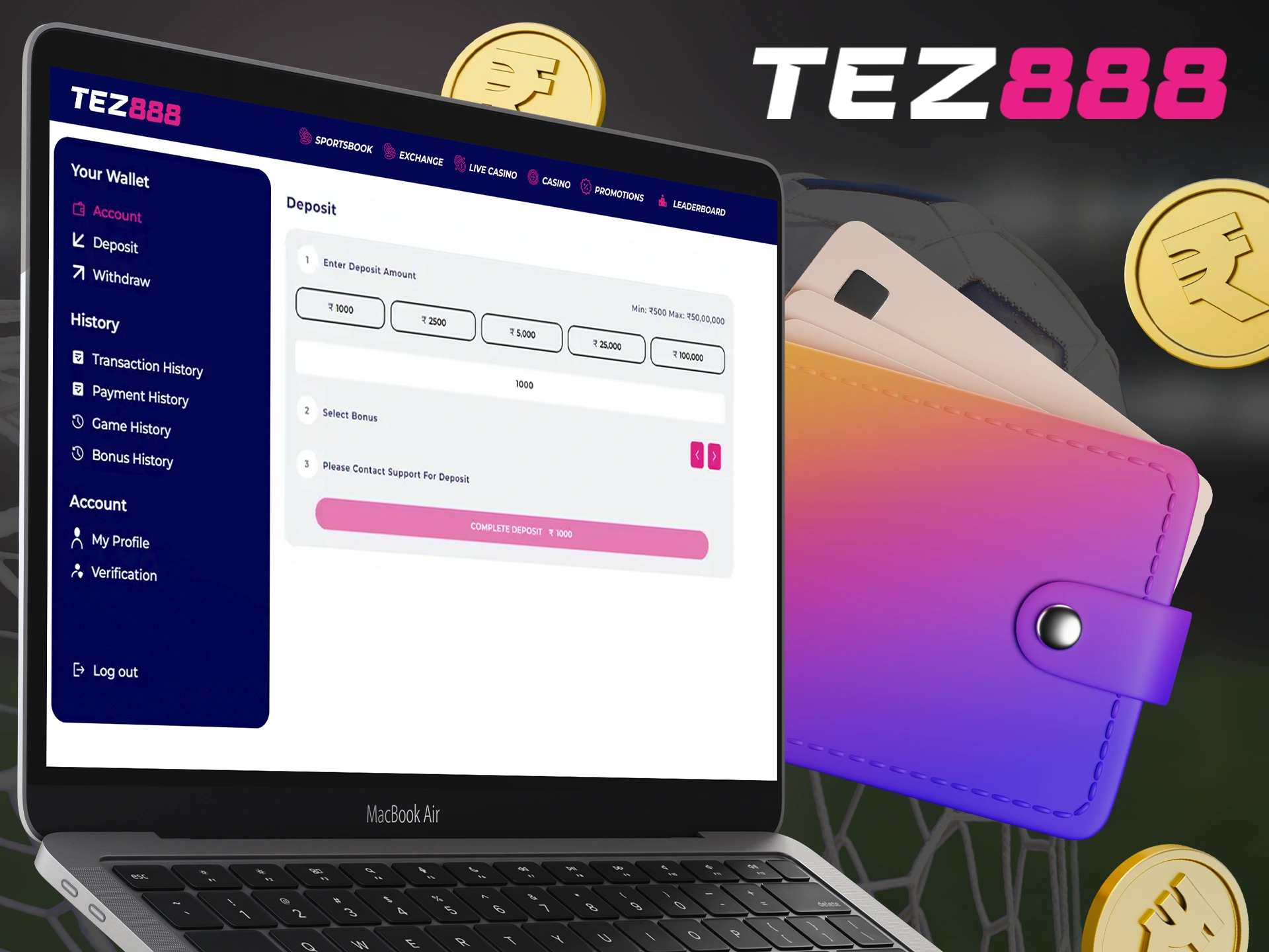 Find out what deposit and withdrawal methods are available at Tez888.