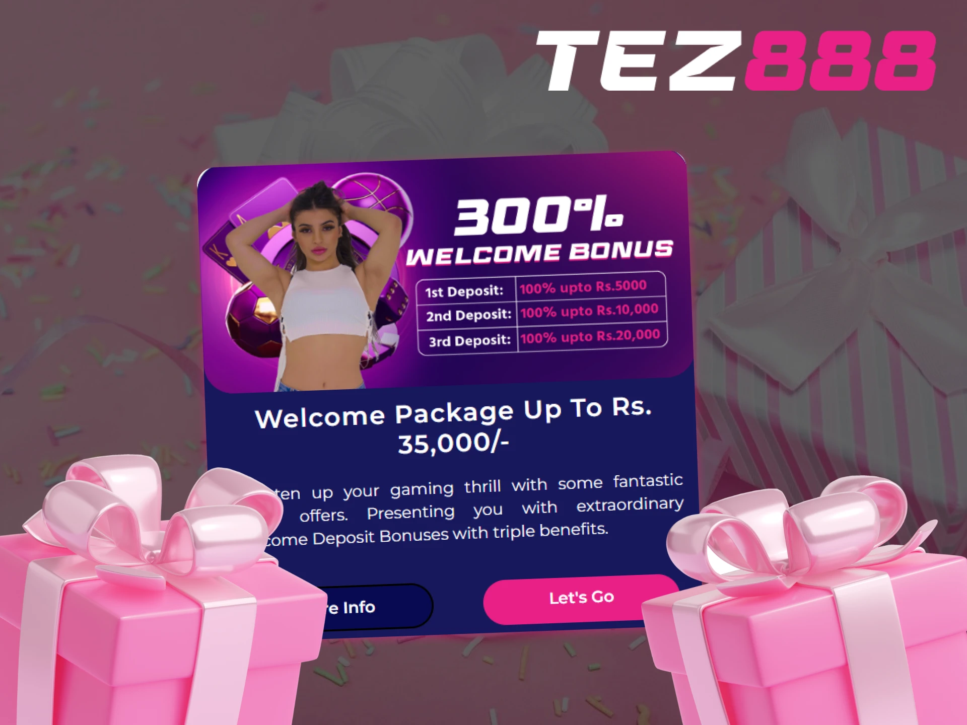 Tez888 offers a good bonus for the first few deposits after registration.