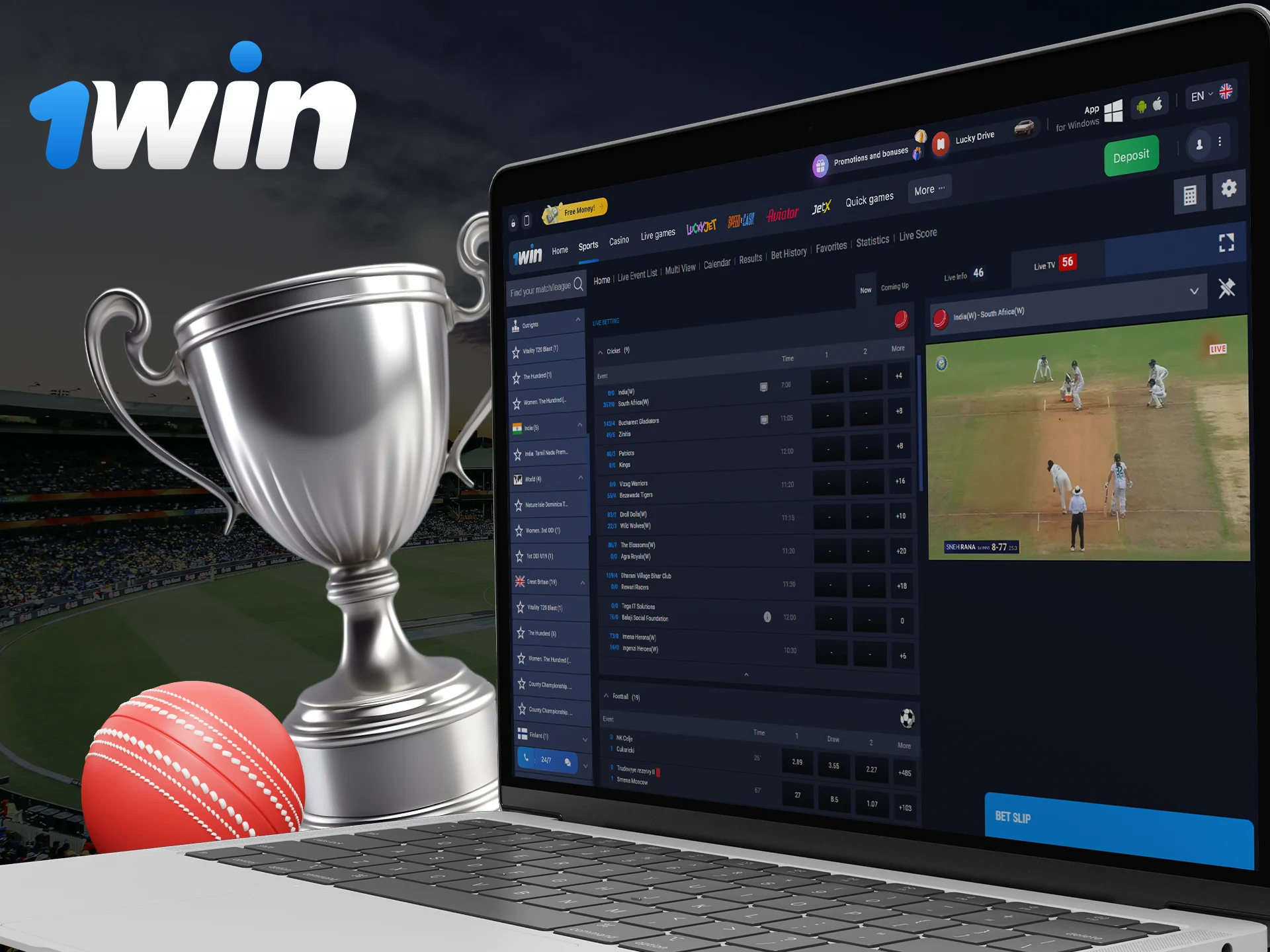 For cricket fans, all popular cricket tournaments are available for betting at 1Win.