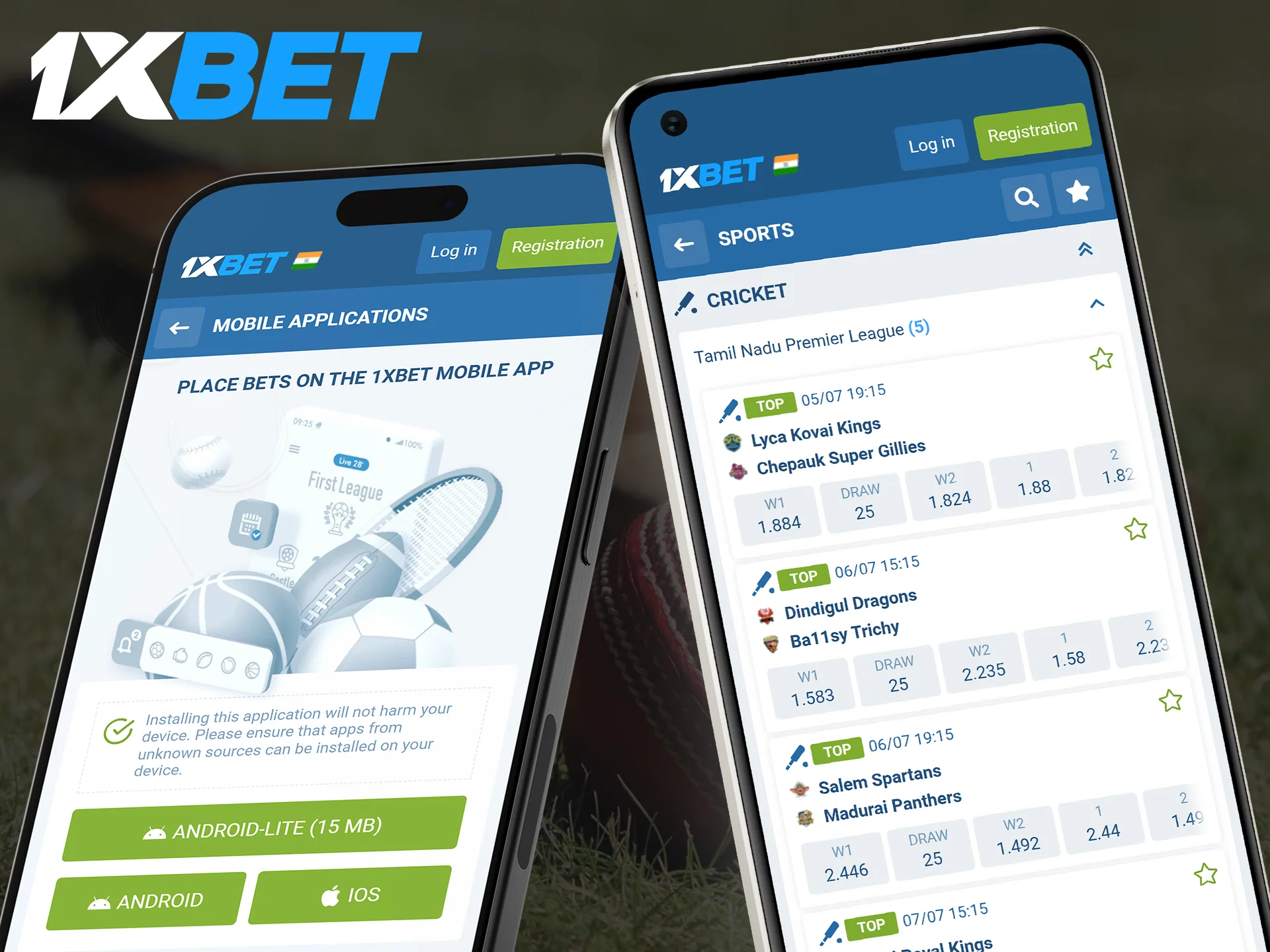 Bet on cricket anytime and anywhere with the 1xBet mobile app.