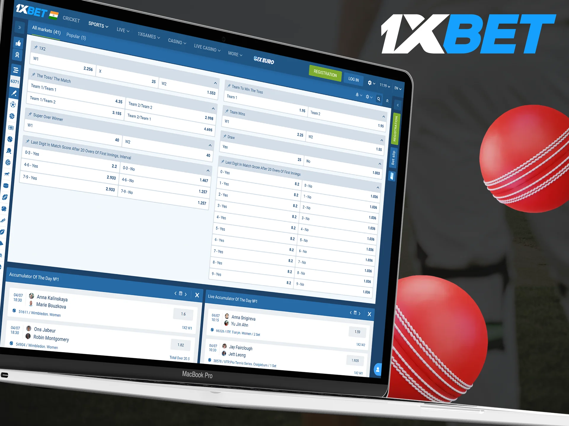 1xBet offers increased odds on certain cricket matches on a daily basis.