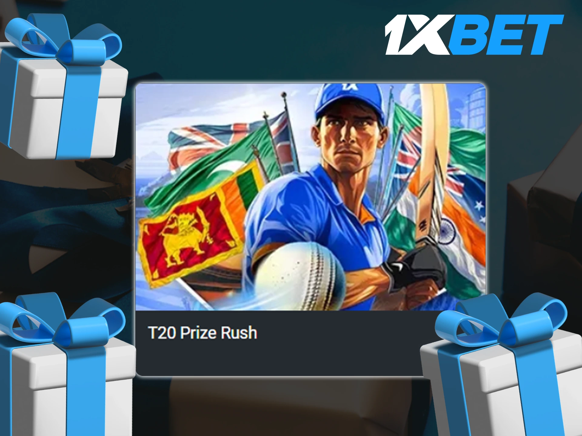 Get a promo code for a free bet with a T20 Prize Rush bonus from 1xBet.