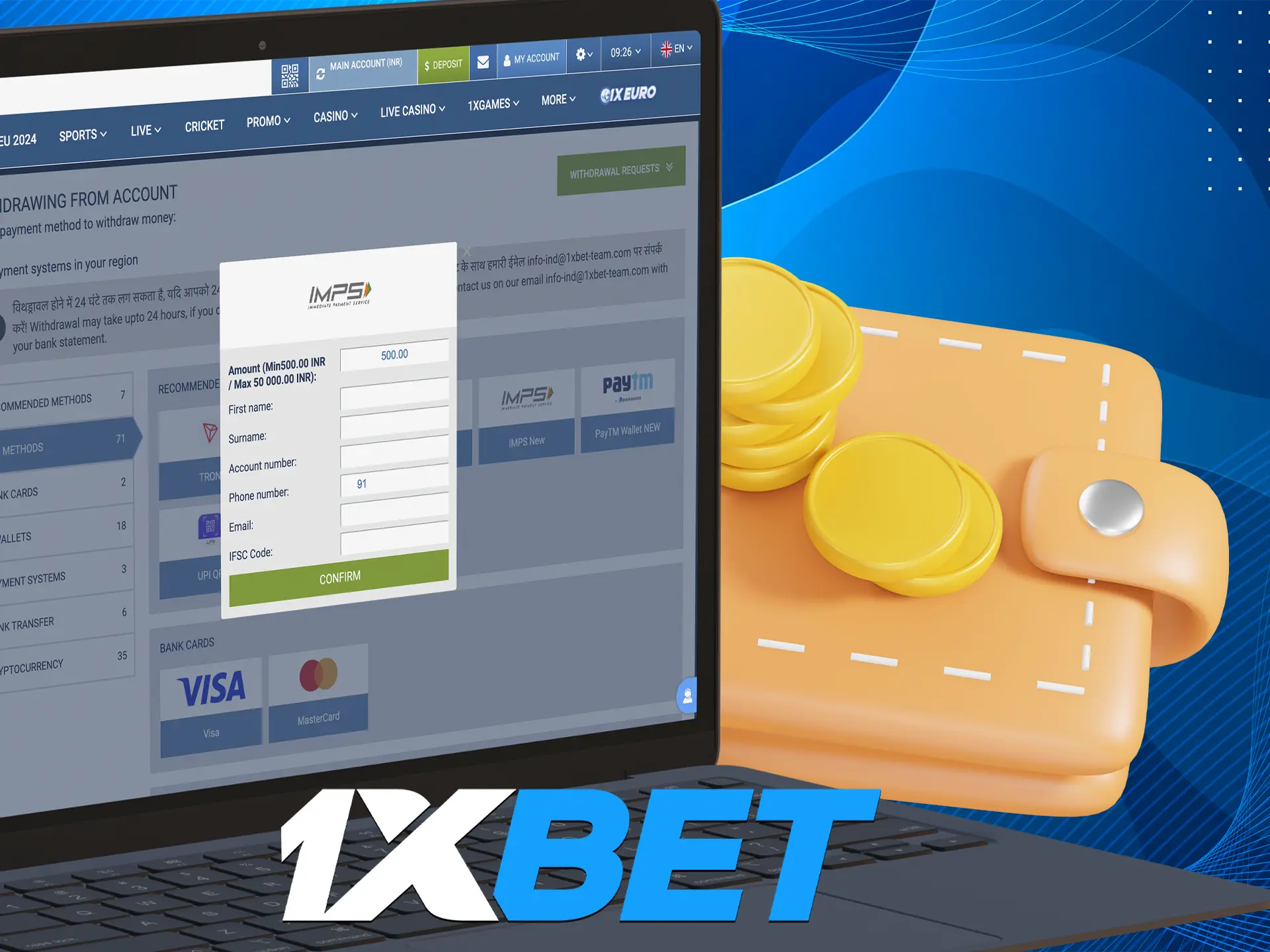 Withdraw your winnings in one click at the best 1xBet casino.