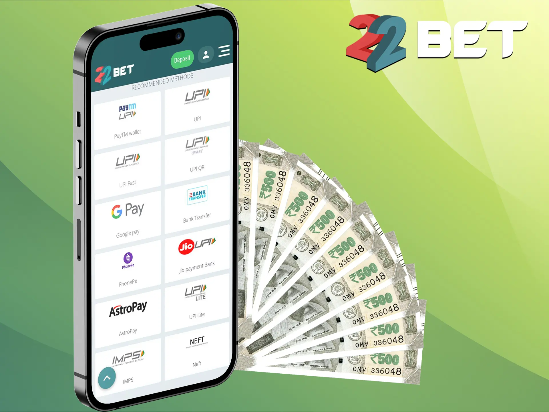 Use the 22Bet mobile app for top-ups, which is always stable and has a wide range of functionality.