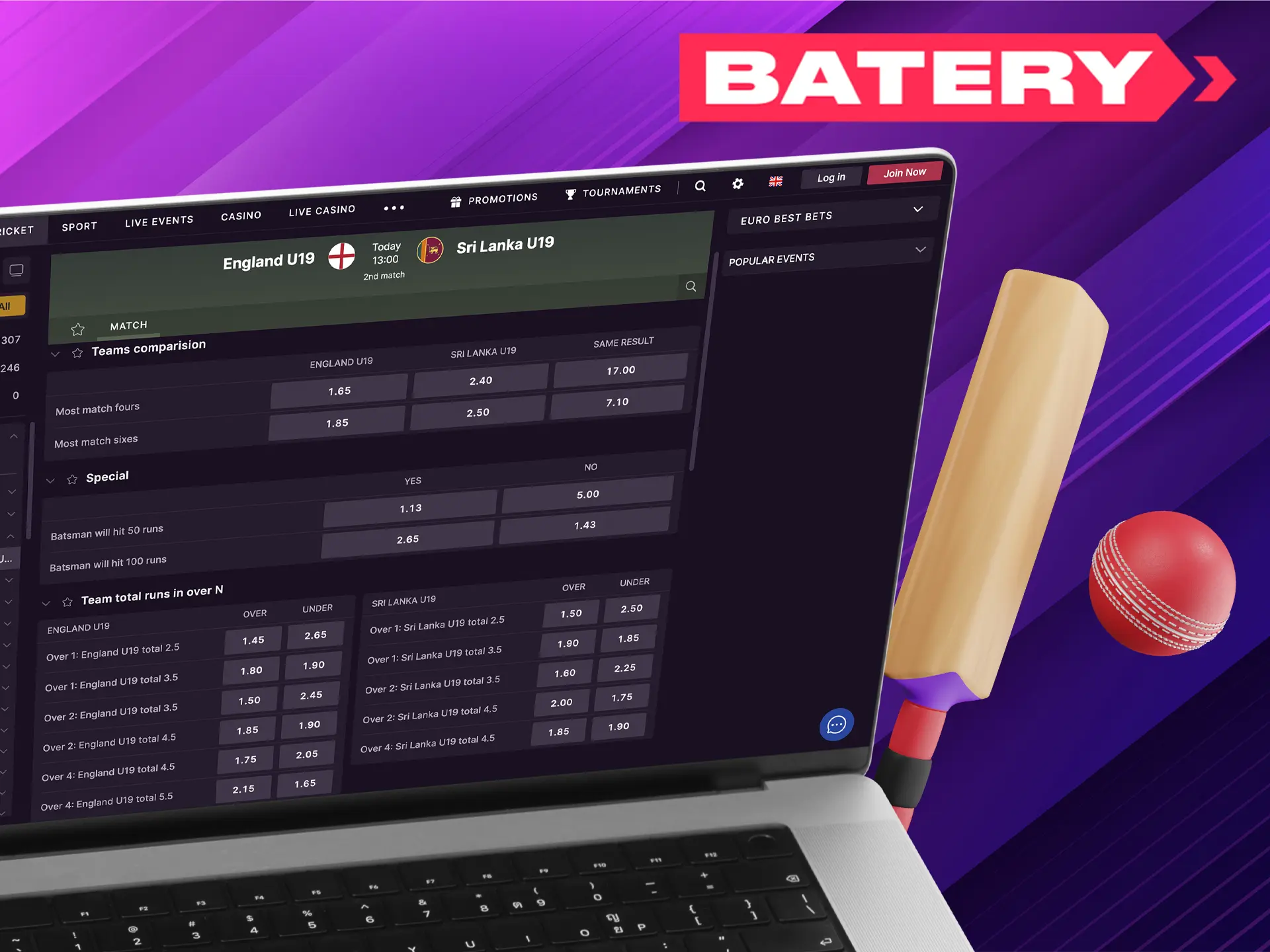 Batery Bookmaker is famous for its high odds for which it is so loved by players from India.