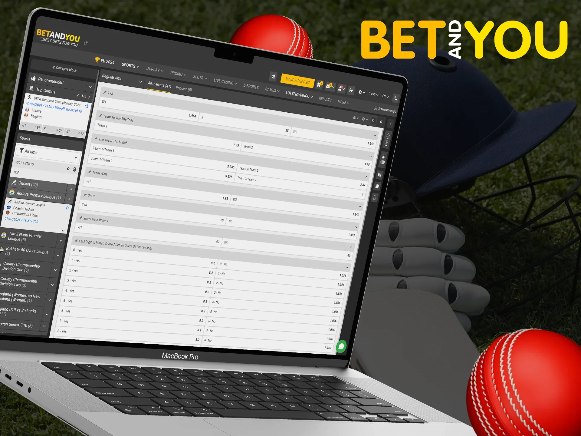 There is a wide range of cricket betting markets available at Betandyou.