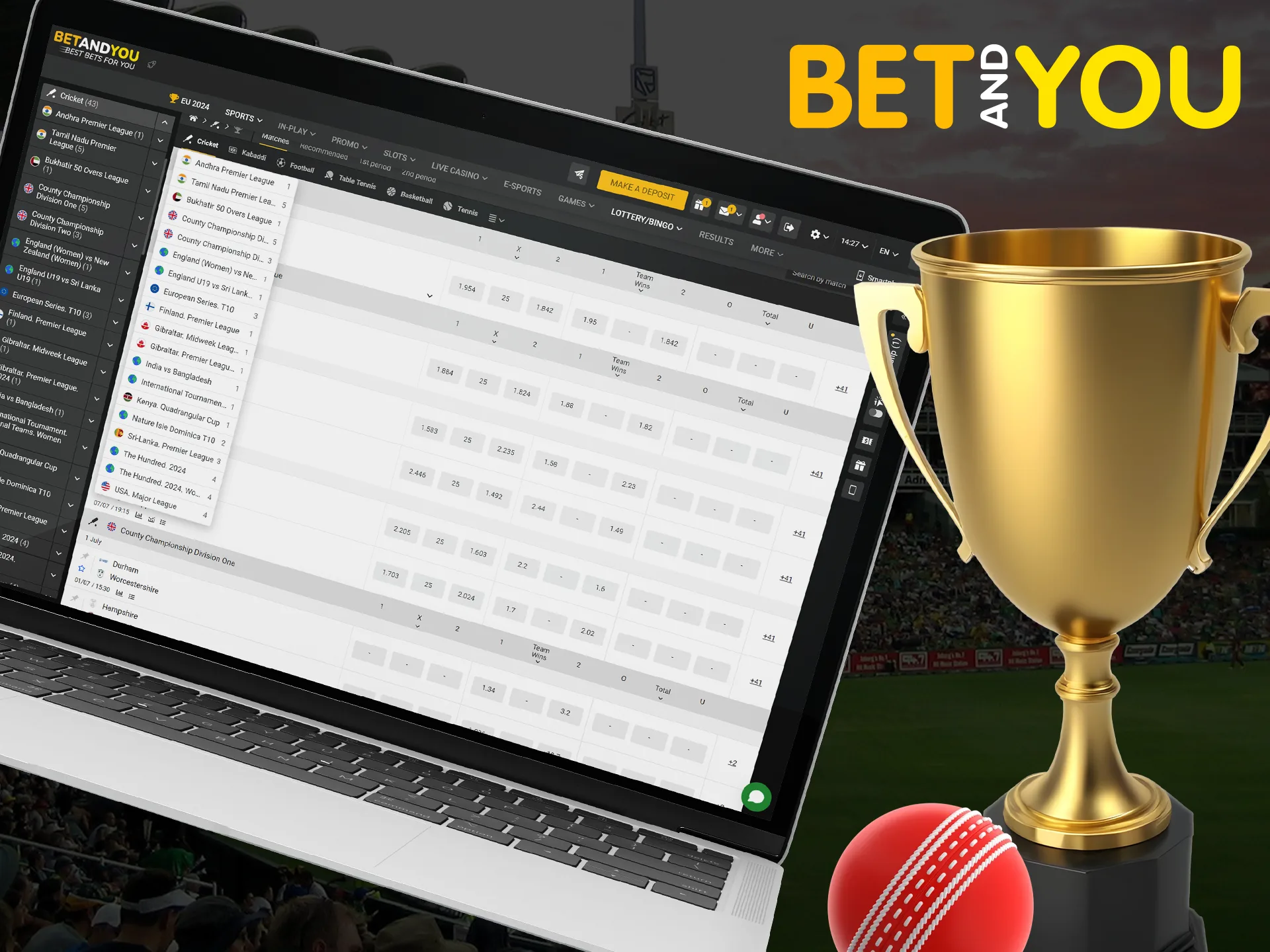 Check out the list of cricket tournaments available at Betandyou.