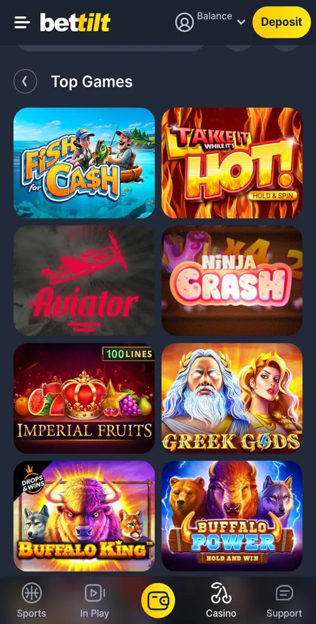 Popular slots at Bettilt Casino.