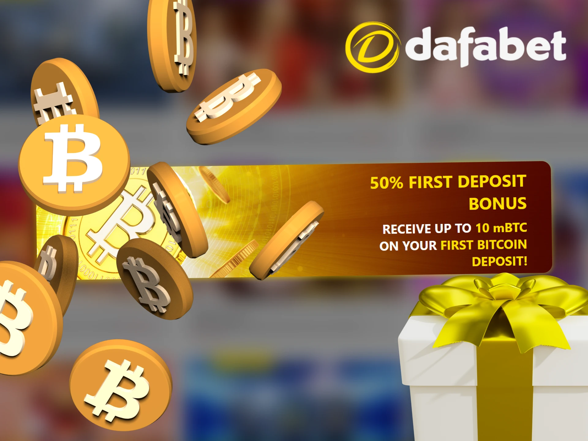 Make your first deposit at Dafabet using Bitcoin and receive special bonus.