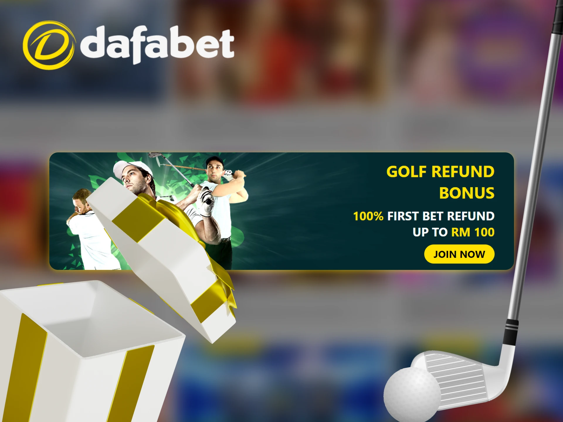 Get a refund on your first golf bet with Dafabet.