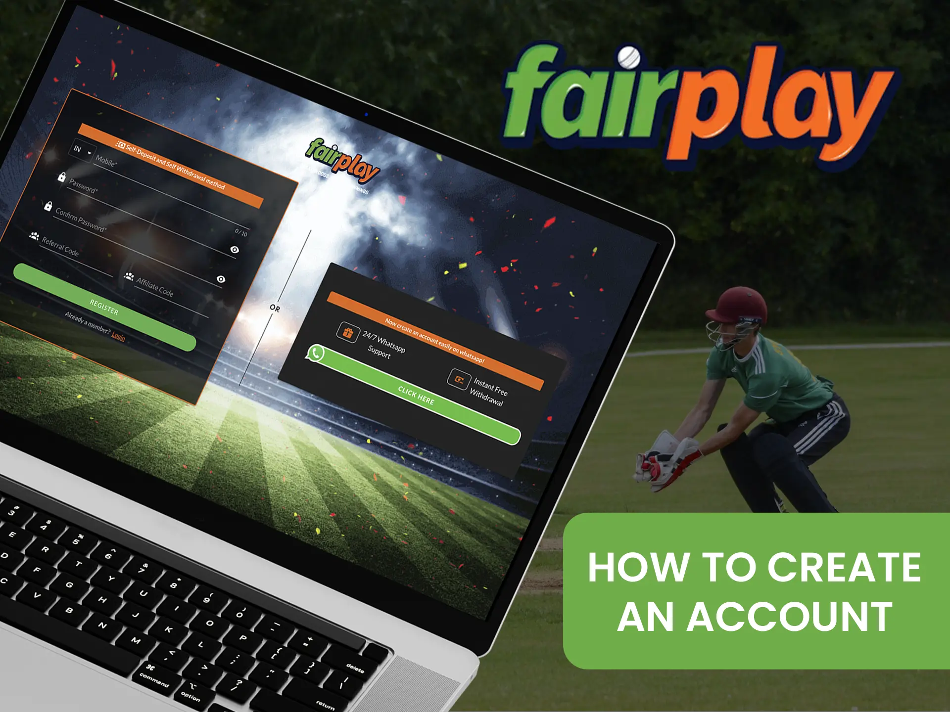 To start betting you need to register for an account at Fairplay.