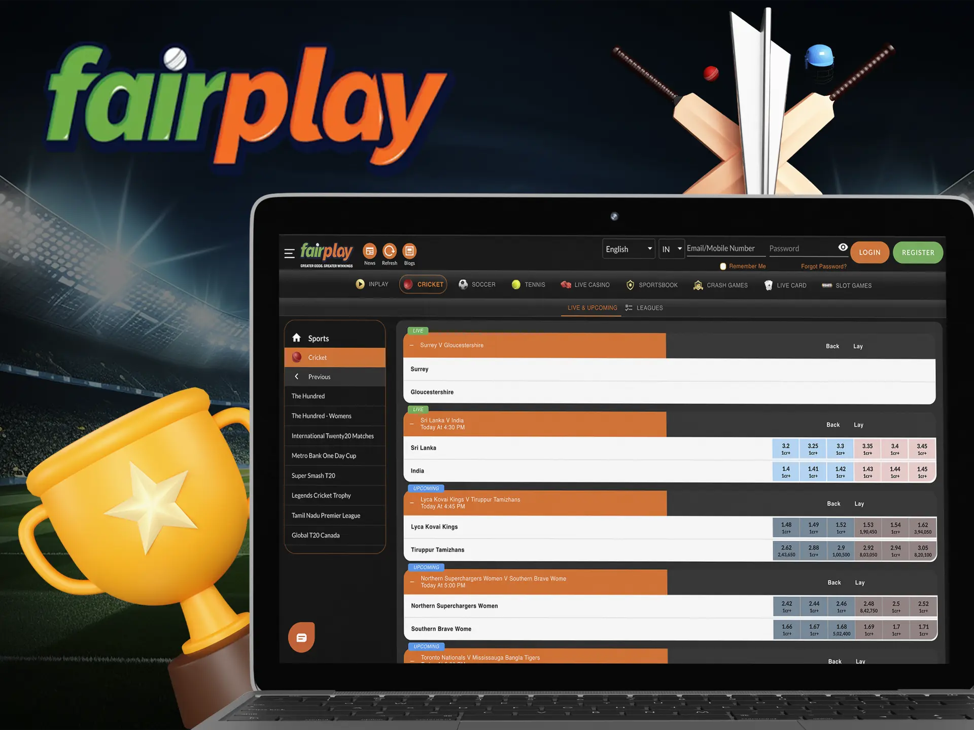 Place your bets in live mode and enjoy the game of your favourite team together with Fairplay.