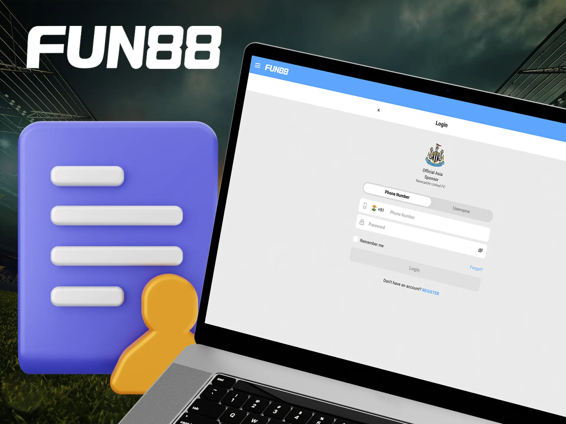 Log in to your account to access the full functionality of Fun88.