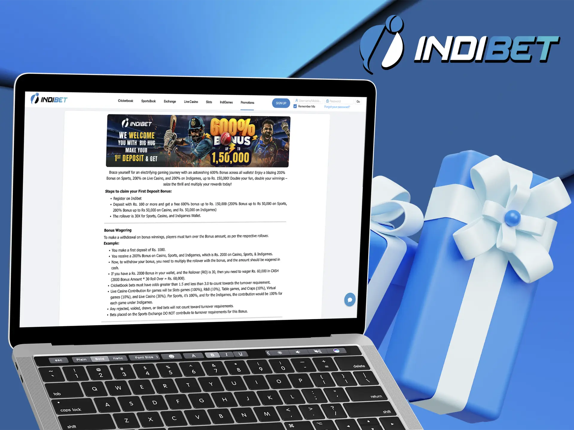 Get a deposit bonus after signing up with Indibet to maximise your profits.