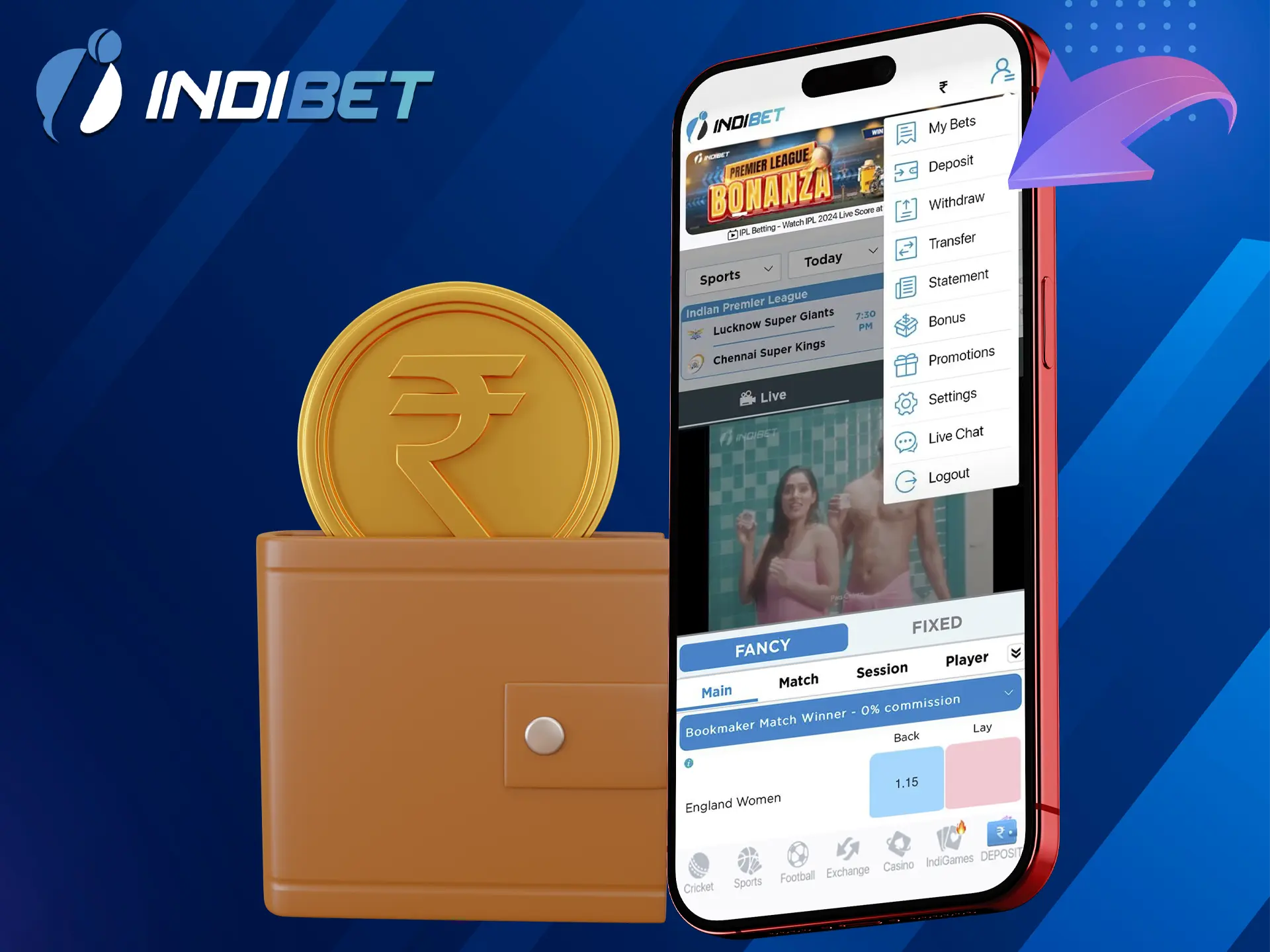 In just a few clicks, you will be able to withdraw your won money from Indibet Casino.