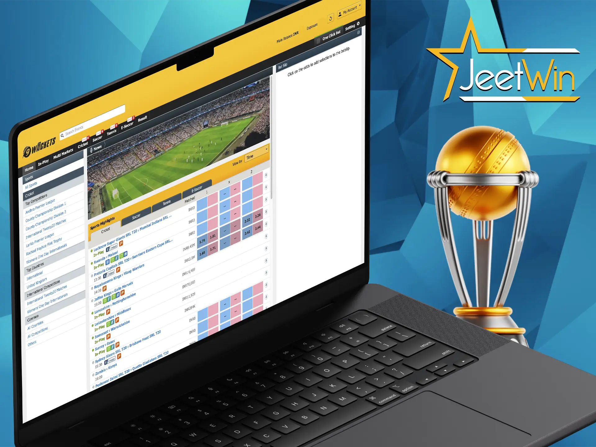 Every cricket fan can easily find their favourite tournament and bet at Jeetwin.