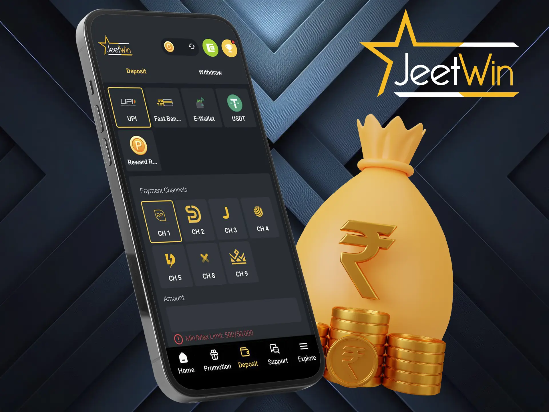 The Jeetwin app has all the features for your transactions and provides you with complete security.