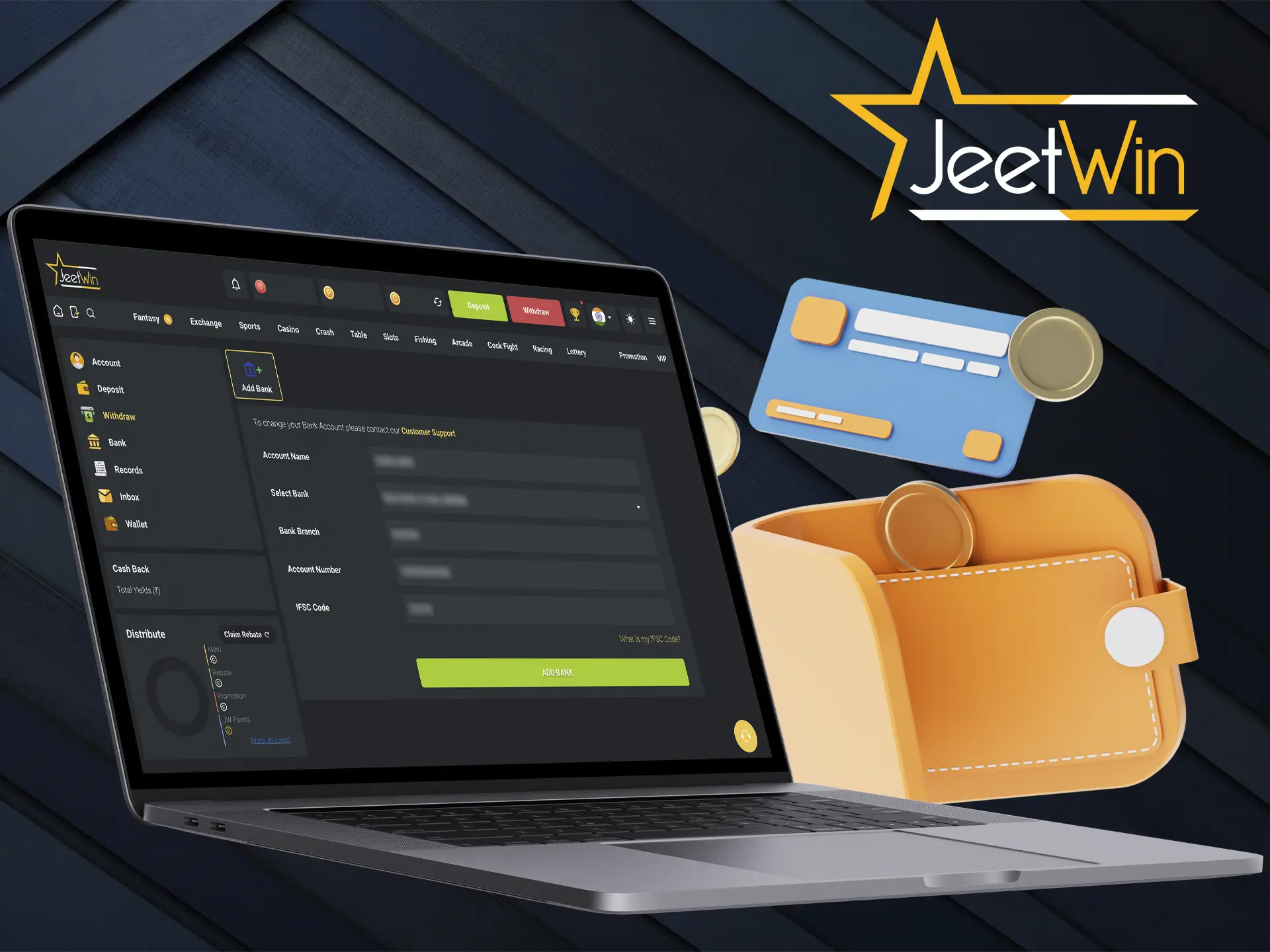 Carefully fill out the Jeetwin withdrawal form and click on the confirm button.