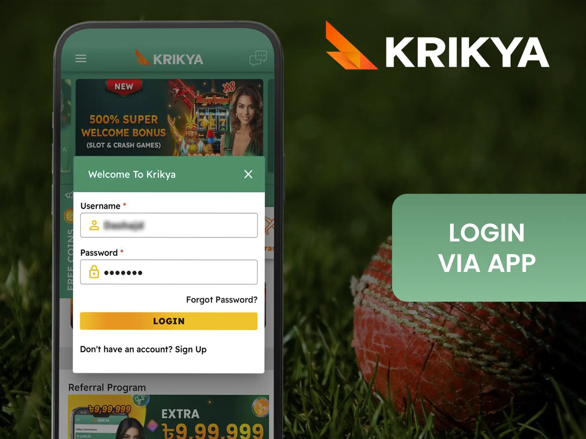 Log in via the mobile app, which has proven itself and has the same functionality as the Krikya website.