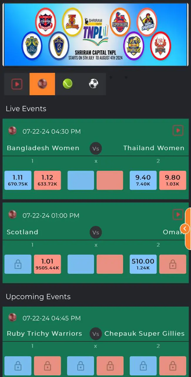 Cricket betting at Krikya bookmaker.