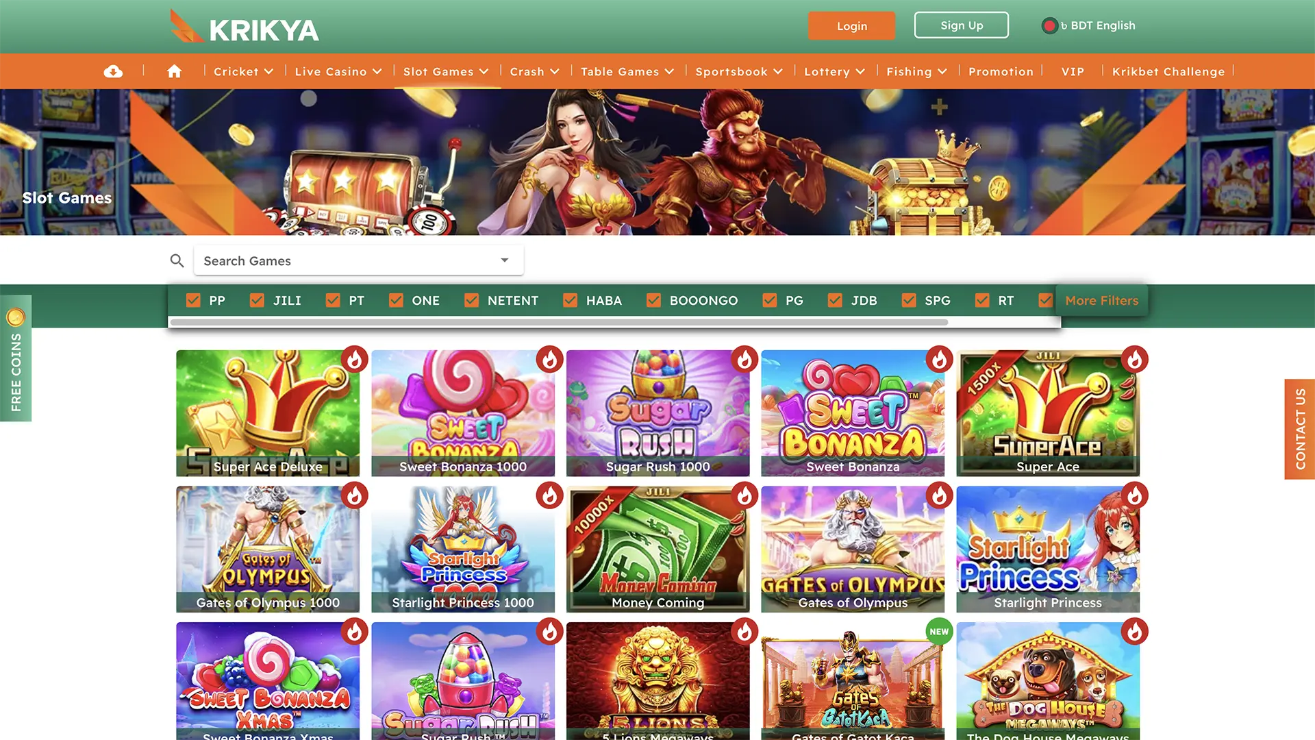 The best slots available at Krikya Casino.