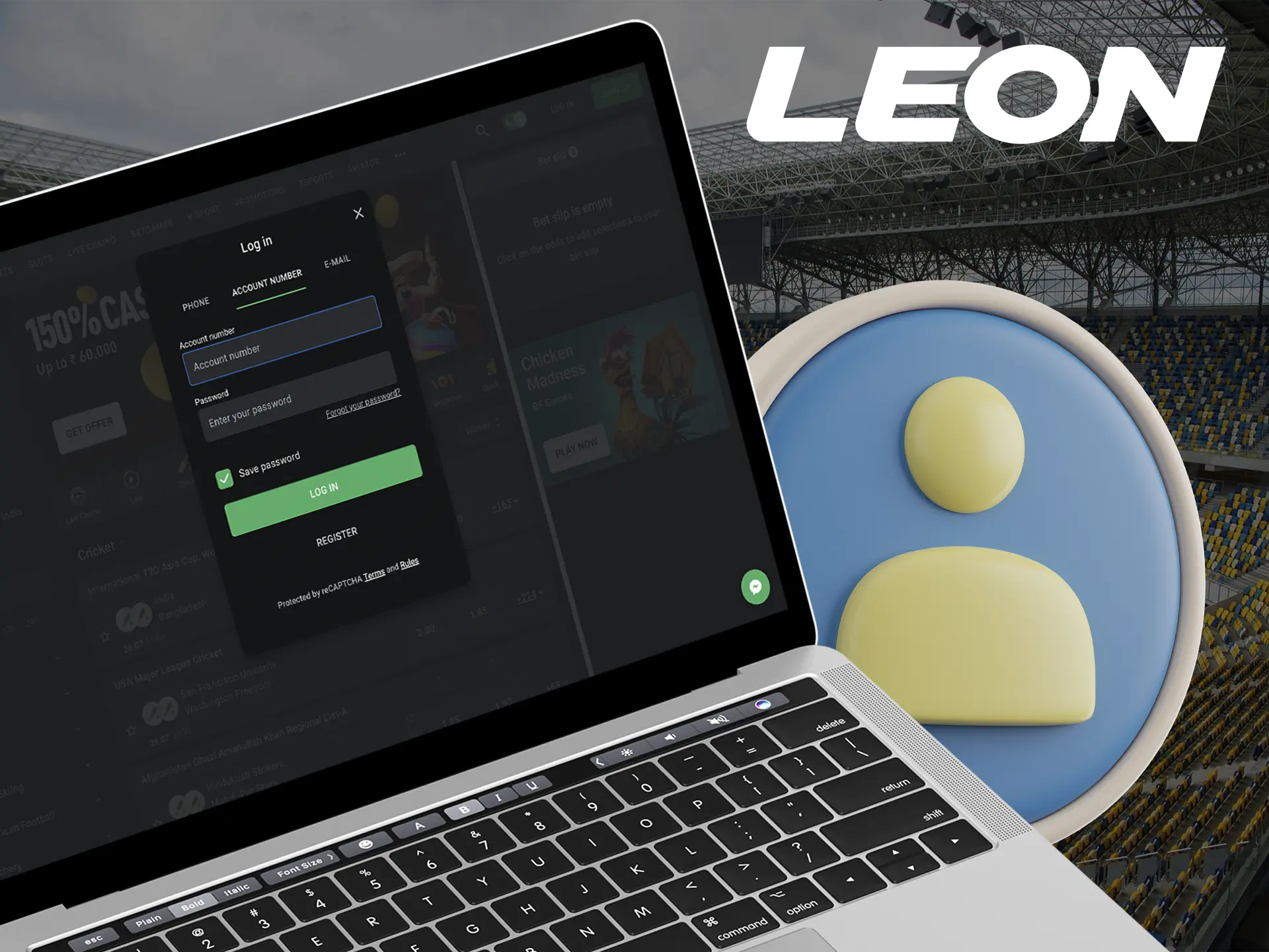 Log in to your account to access slots and many other features on the Leonbets website.