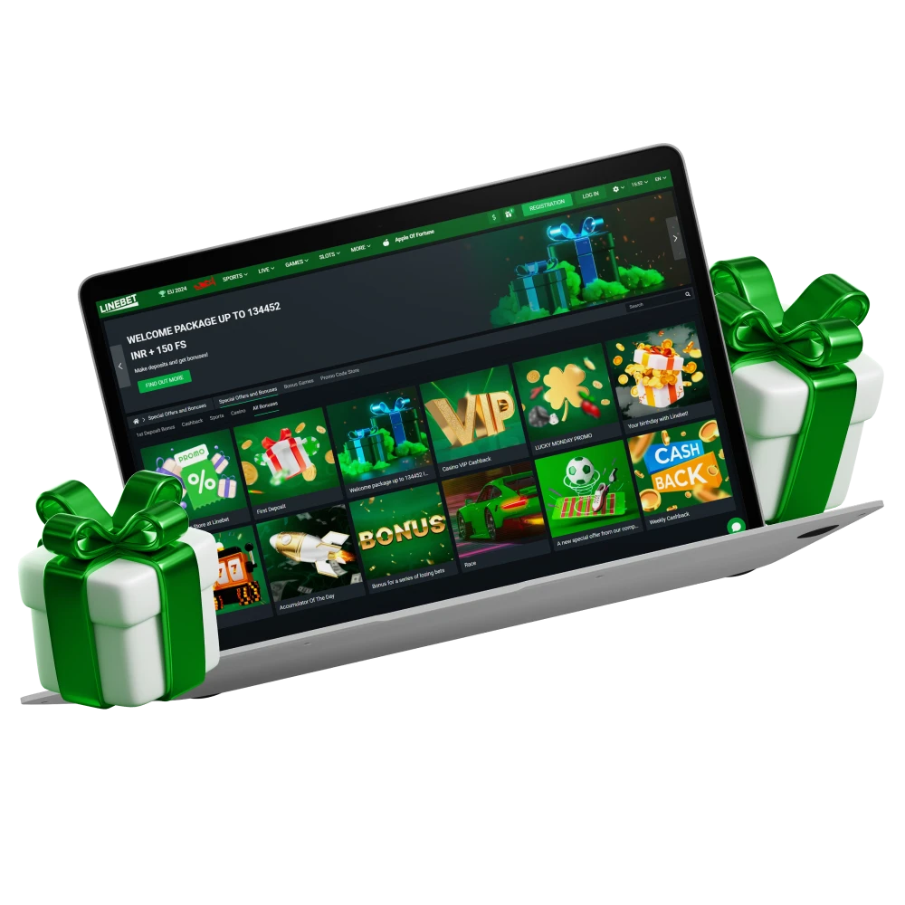 At Linebet you will find many different sports and casino bonuses.