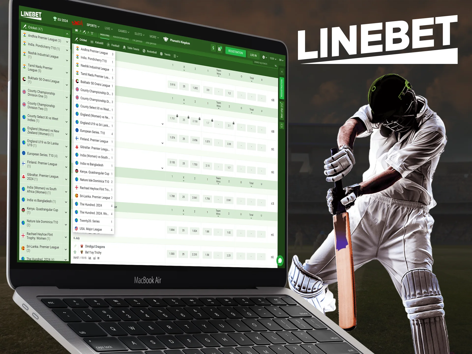 Analyze odds, bet on cricket matches and win with Linebet.