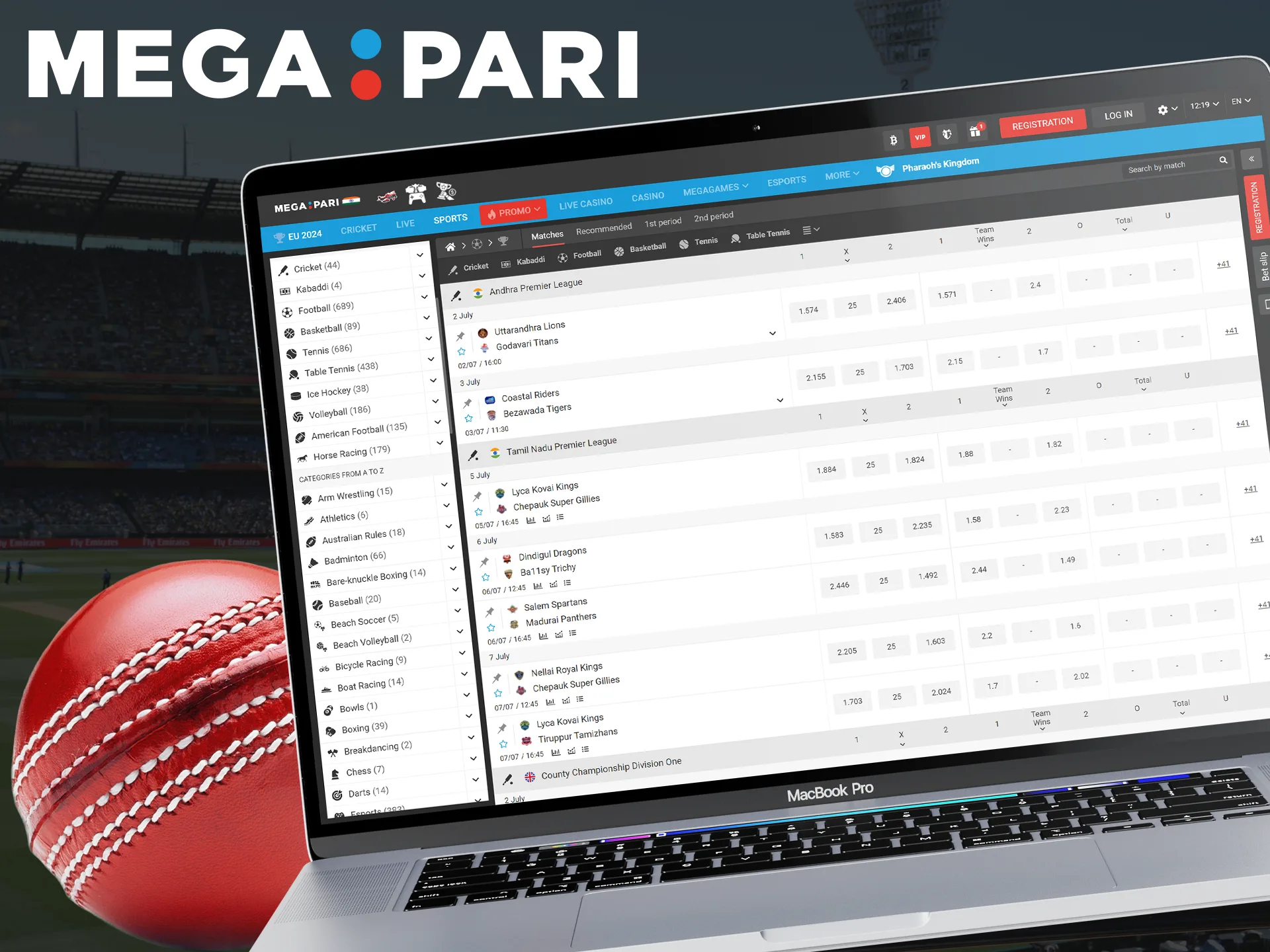 MegaPari is a great choice for cricket fans.