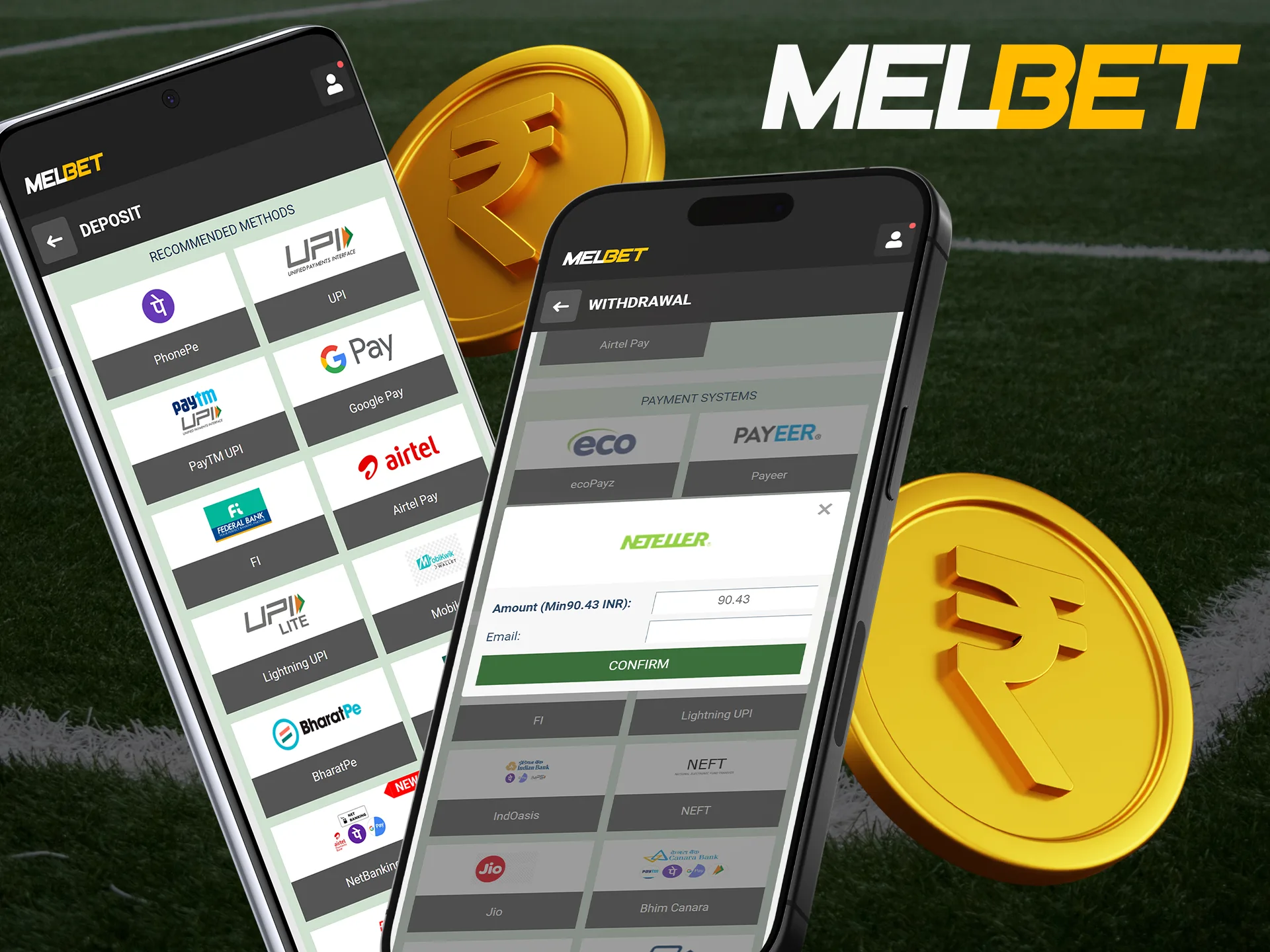 You can make payment transactions via the Melbet mobile app.